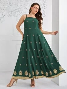 Modelyn Bộ thời trang Plus Size Hoa Thanh lịch - Màu xanh lá cây đậm - Xem 6