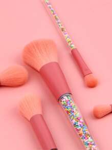 Juego de 5 piezas de brochas de maquillaje de estilo de moda, Juego de brochas de maquillaje, Juego de brochas, Juego de brochas de maquillaje, Juego completo de maquillaje, Juego de brochas de maquillaje, Juego de maquillaje completo, Juego de brochas, Juego de brochas de maquillaje, Juego de regalo de maquillaje, Juego - Rosa - Ver 5