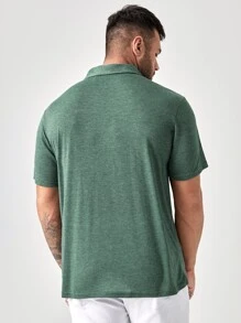GENTILAND Hombres Camisa polo unicolor - Verde Oscuro - Ver 2