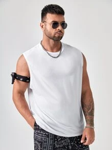 EASEVO Men Plus Round Neck Tank Top - White - View 3