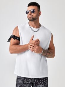 EASEVO Men Plus Round Neck Tank Top - White - View 5