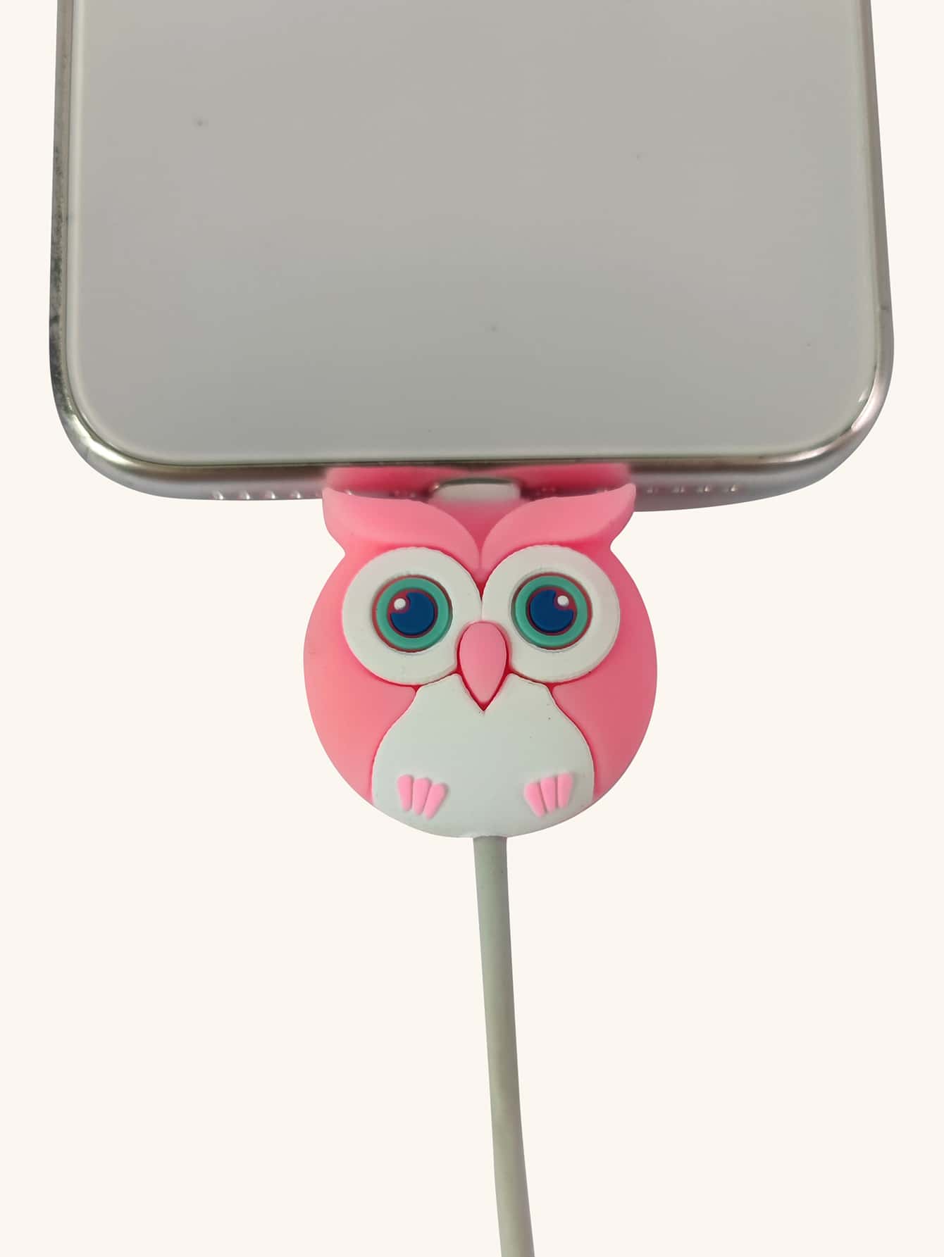 Cartoon Owl Design Data Cable Protector - Pink - View 1
