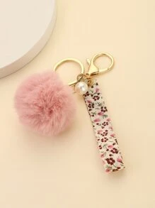Pom Pom Charm Keychain Valentines - Multicolor - View 1
