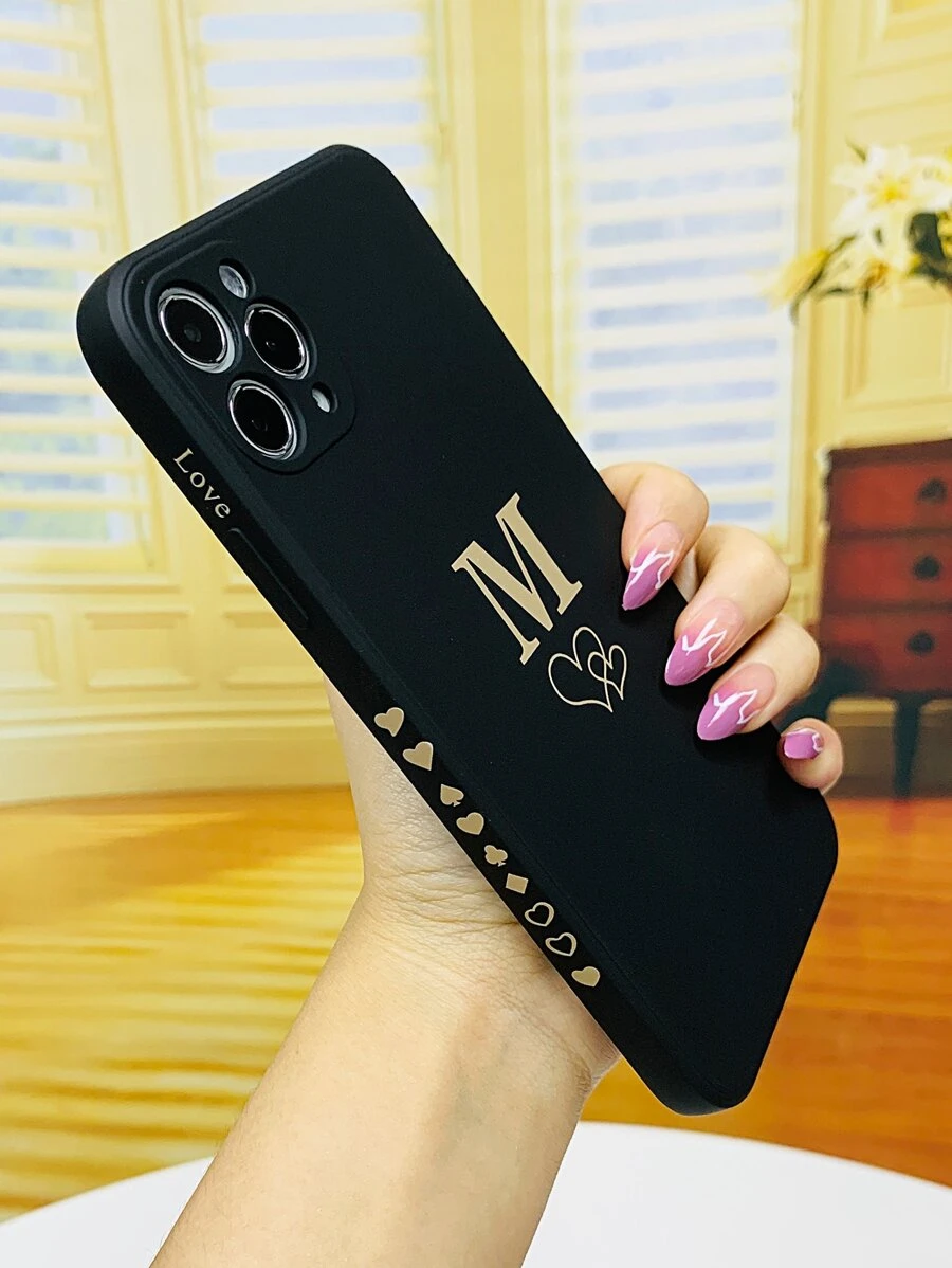 Heart Pattern Phone Case Compatible With IPhone 11,IPhone 13,IPhone 14 Pro Max - Black - View 1