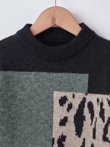 Toddler Boys Graphic Pattern Colour Block Jumper - Multicolor - View 3