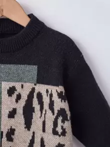 Toddler Boys Graphic Pattern Colour Block Jumper - Multicolor - View 4