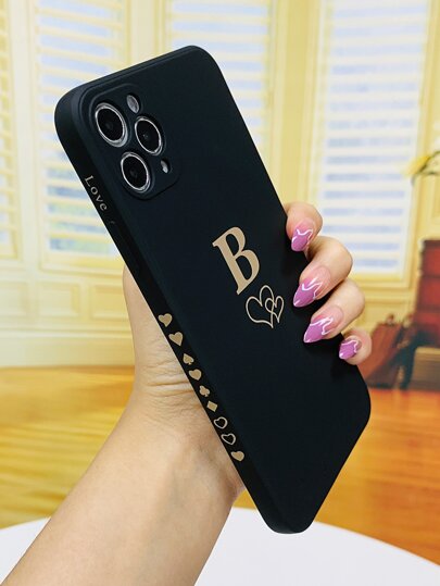 Heart & Letter Graphic Phone Case