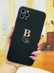 Vỏ điện thoại hình trái tim và chữ cái - màu đen - Xem 2