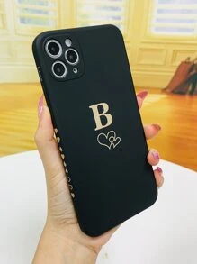 Vỏ điện thoại hình trái tim và chữ cái - màu đen - Xem 3