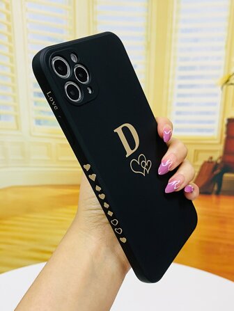 愛心和字母圖案手機外殼