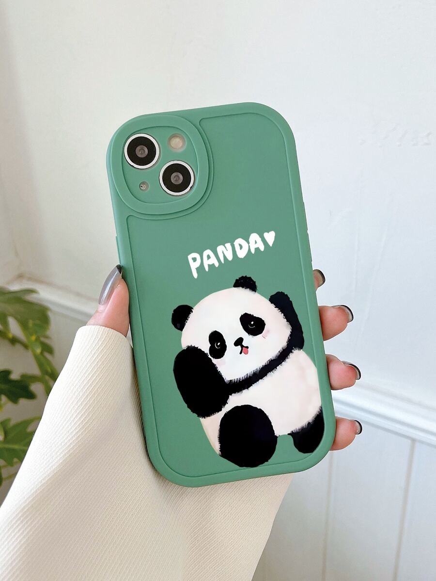 Cartoon Panda Print Phone Case - Multicolor - View 1
