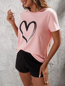 EMERY ROSE Shorts con camiseta con estampado de corazón - Multicolor - Ver 5