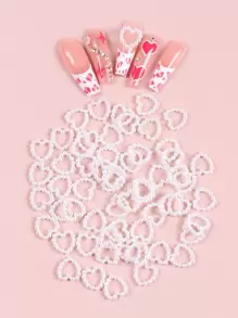 TSZS 1pack 3D Heart Design Nail Art Decoration DIY Nail Charms Nail Gems Nail Supplies - White - View 2