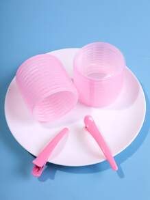 4pcs/Set Large Size Hair Rollers With Clips, Self-Gripping Curler Suitable For Long/Medium/Short Hair And Bangs, DIY Hair Curling Tool (Includes 2pcs Large Roller Tubes + 2pcs Clips), Back To School, Travel Holiday Essentials, Hair Curlers, Curly Hair Brush, Rollers, Curly Hair Products, Curler, Rollers For Hair Curl, Curly Hair Tools, Hair Curler - Pink - View 3
