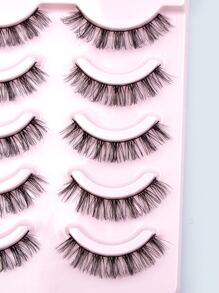 充分假睫毛5對人造貂皮睫毛自然纖長捲曲假睫毛送給女士妻子姐妹青少年女朋友 - 黑色 - 查看 7