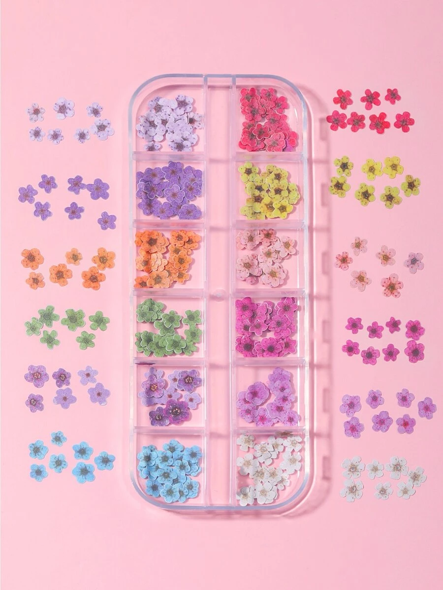 1Box 240Pcs Multicolor Floral Wood Pulp Nail Art Decoration Diy Nail Charms Nail Gems Nail Supplies Nails