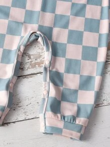 嬰兒棋盤格印花連身褲