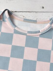 嬰兒棋盤格印花連身褲