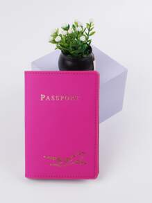 Plane & Letter Graphic Passport Case Pink Vacation Accessories For Holiday Season For Vacation Passport Pouch For Flight For Back To School For Men And Women Travel Essentials Travel Accessories Back To School - Pink - View 2