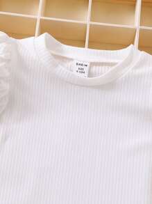 Baby Puff Sleeve Round Neck Tee - White - View 4
