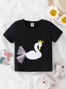 Tops em bé Đắp vá Hoạt hình - màu đen - Xem 1