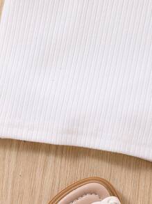 Baby Puff Sleeve Round Neck Tee - White - View 5