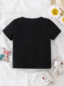 Tops em bé Đắp vá Hoạt hình - màu đen - Xem 2