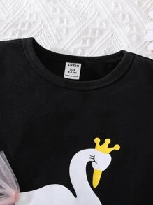 Tops em bé Đắp vá Hoạt hình - màu đen - Xem 3