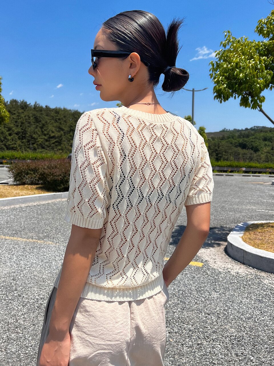 Pointelle Knit Top Without Bra
