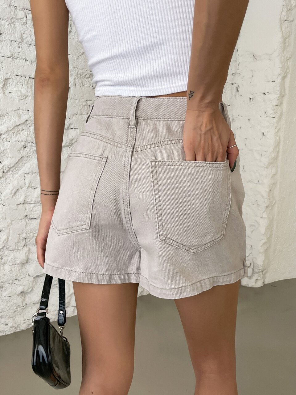 High Waist Notched Hem Denim Skort Jorts