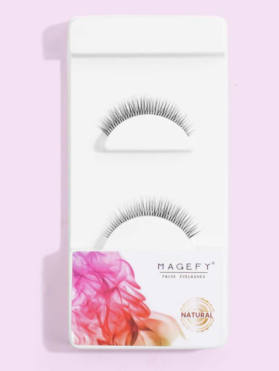 Magefy自然飽滿假睫毛1對,日常使用蓬鬆纖細的卡通假睫毛,旅行必備品 - 黑色 - 查看 1