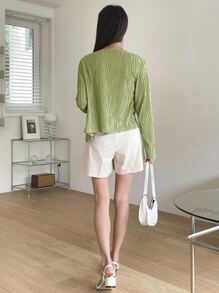 DAZY Áo nữ màu trơn Giải trí - màu xanh lá - Xem 2
