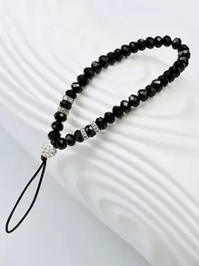 Crystal Beaded Phone Lanyard Gifts For Mother, Family, Friends, Birthday, Holiday Phone Charm, Phone Chain - Black - View 1