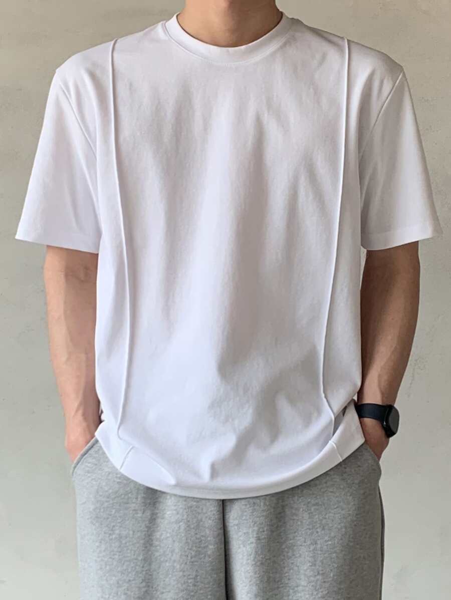 DAZY Nam Áo thun Bông Đường may Chi tiết - trắng - Xem 1