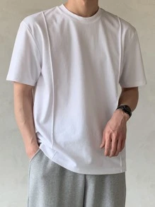 DAZY Nam Áo thun Bông Đường may Chi tiết - trắng - Xem 2