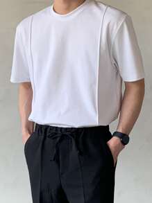 DAZY Nam Áo thun Bông Đường may Chi tiết - trắng - Xem 4