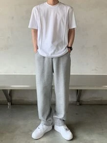 DAZY Nam Áo thun Bông Đường may Chi tiết - trắng - Xem 7