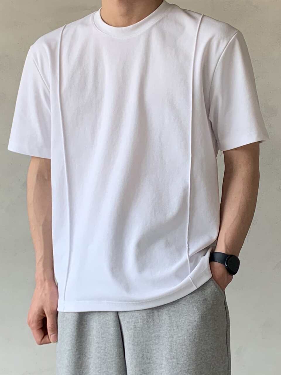 Men Cotton Seam Detail Tee
