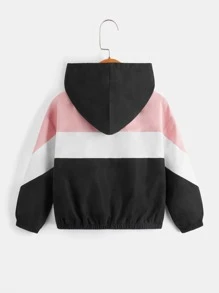 SHEIN Toddler Girls Colour Block Hooded Jacket - Multicolor - View 2