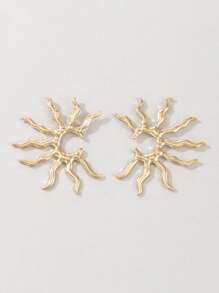 imoli Sun Design Stud Earrings - Yellow Gold - View 7