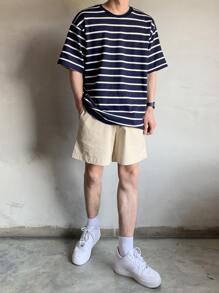 DAZY Hombres Camiseta con estampado de rayas - Azul Marino - Ver 6