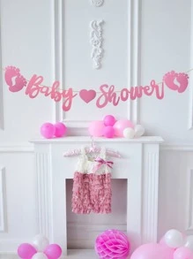 1pc Baby Shower Party Glitter Banner - Pink - View 1