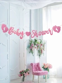 1pc Baby Shower Party Glitter Banner - Pink - View 2