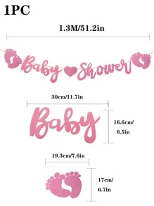 1pc Baby Shower Party Glitter Banner - Pink - View 3