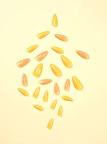 用 24 片长杏仁黄纯色花卉图案假指甲、1 件指甲锉和 1 片胶带改变你的指甲 美甲用品 美甲 - 黃色 - 查看 4