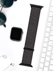 38/40/41/42/44/45/46/49mm Nylon Sport Watch Band, Rcflcctor Black Adjustable Breathable Woven Strap Compatible With Series Ultra 11/10/9/8/7/6/5/4/3/2/1 SE, Suitable As Back To School Gift - Black - View 2