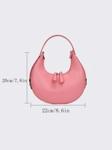 经典时尚迷你单肩包创意个性化纯色新月包多功能优雅异国风轻便可调节肩带手提包适合街头拍摄、聚会、工作通勤、外出购物。 - 粉色 - 查看 4