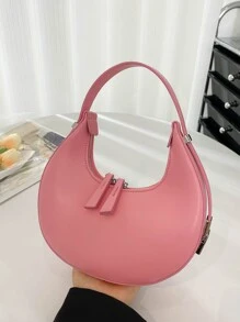 经典时尚迷你单肩包创意个性化纯色新月包多功能优雅异国风轻便可调节肩带手提包适合街头拍摄、聚会、工作通勤、外出购物。 - 粉色 - 查看 7