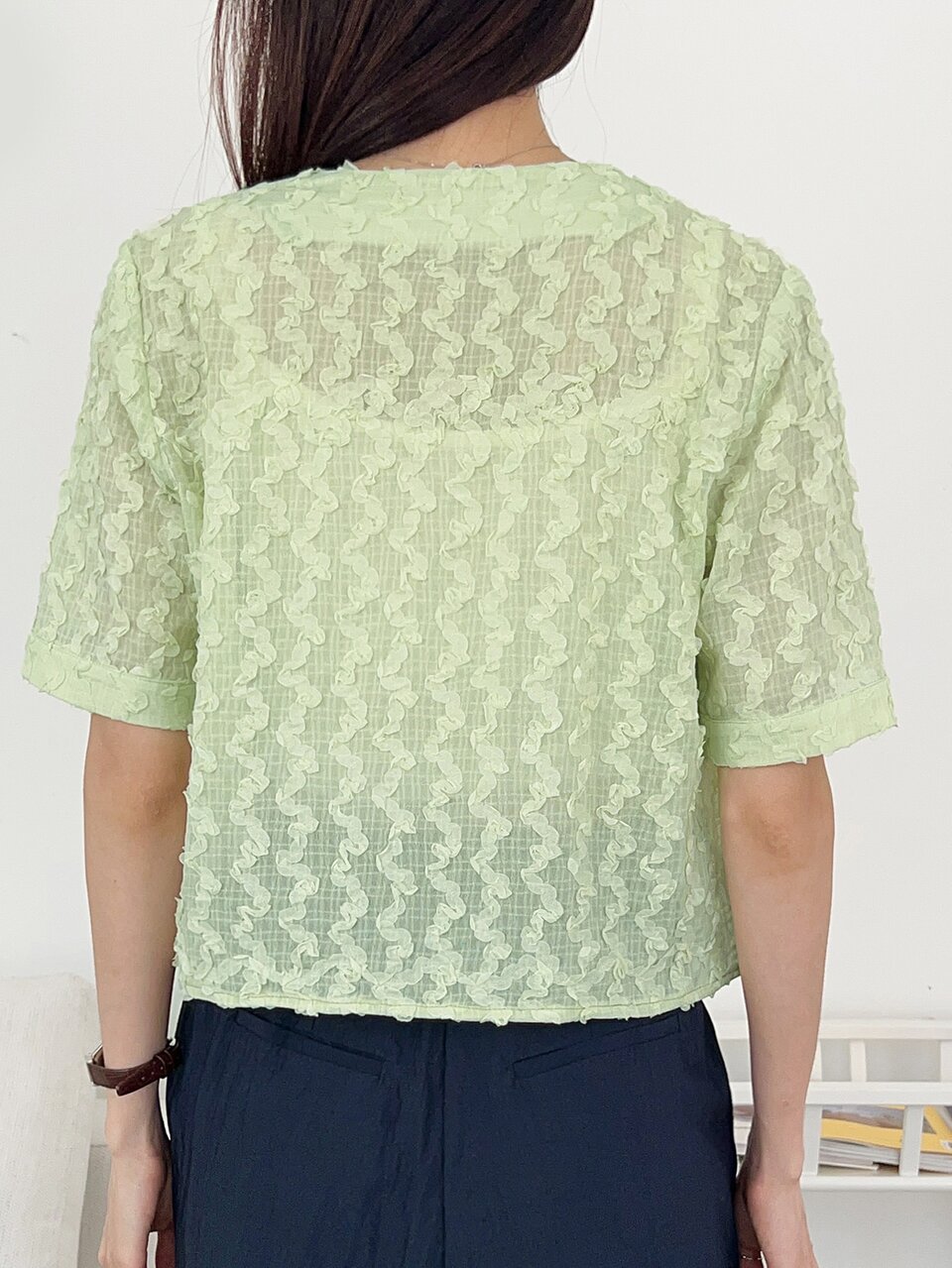 Button Up Textured Blouse