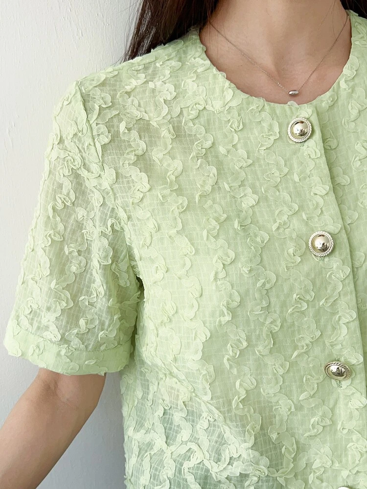 Button Up Textured Blouse